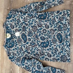 NWT Urban Outfitters KOTO Blue Paisley Floral Cotton Long Sleeve Tunic